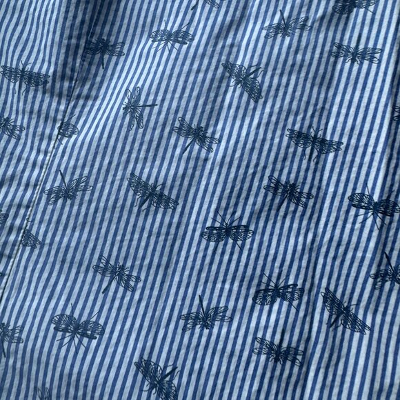 Denim & Flower White & Blue Striped Men's Button-Up Shirt with Dragonfly Print - Picture 6 of 6